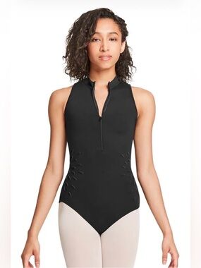 Mirella Zip Front Leotard M3057LM Black